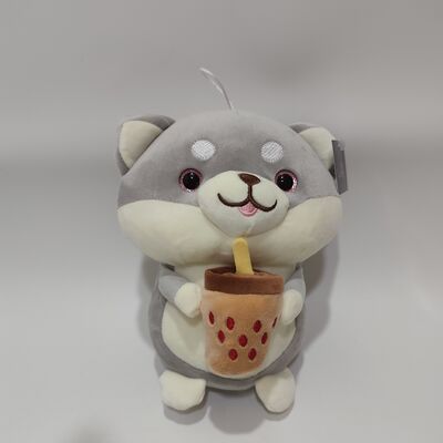 20cm Süper Yumuşak ve Sıkıştırılabilir Shiba Inu Peluş Oyuncak Sarılan Bubble Tea Bardağı
