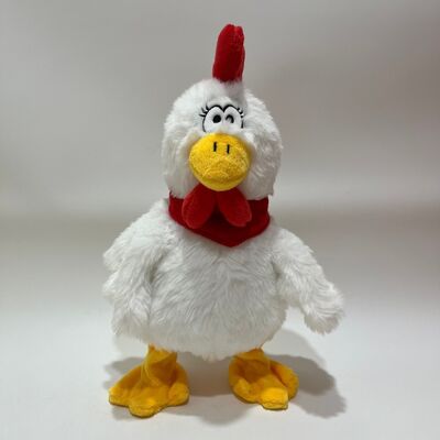 Boyun Çekmeli, Ötüp Şarkı Söyleyip Dans Eden Beyaz Tavuk Peluş Oyuncak, Komik Horoz Bebek, Etkileşimli Stres Giderici Oyuncak