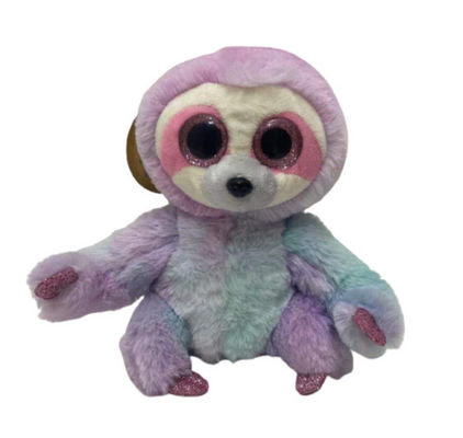 Özel Logo Kaydı ve Tekrarlama Sol ve Sağ Hareket Mor Pembe Kravat-Dye Sloth Plüş Oyuncağı