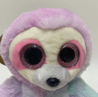 Özel Logo Kaydı ve Tekrarlama Sol ve Sağ Hareket Mor Pembe Kravat-Dye Sloth Plüş Oyuncağı