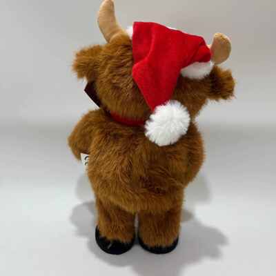 Şarkı Söyleyen ve Dans Eden Noel Highland İskoç İneği Peluş Oyuncak Müzikli Animasyonlu Doldurulmuş Hayvan Noel Highland İskoç İneği Bebeği