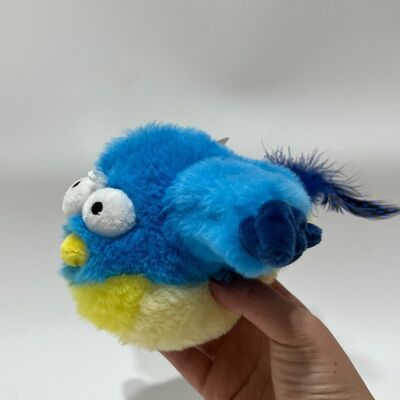 Blue Chubby Bird Plush Oyuncak Sesle Çırpınmak İçin Sıkıştır Funny Stuffed Bird Interactive Stress Relief Toy