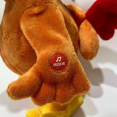 Boyun Çekmeli Klak Sesli Şarkı Söyleyen ve Dans Eden Sarı Uzun Tüylü Tavuk Peluş Oyuncak, Etkileşimli Stres Giderici Komik Horoz Bebek