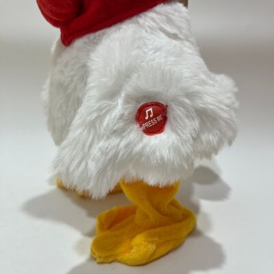 Boyun Çekmeli, Ötüp Şarkı Söyleyip Dans Eden Beyaz Tavuk Peluş Oyuncak, Komik Horoz Bebek, Etkileşimli Stres Giderici Oyuncak