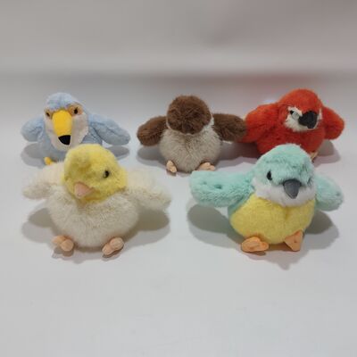 5 Çeşitli Peluş Papağan Oyuncağı Renkli Yumuşak Doldurulmuş Kuş Koleksiyonu